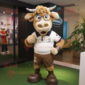 Beige Bull maskot drakt...