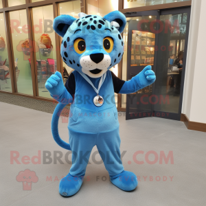 Blue Cheetah maskot-kostyme...