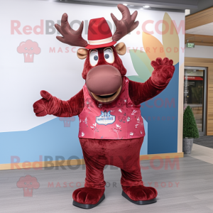 Maroon Elk maskot kostume...