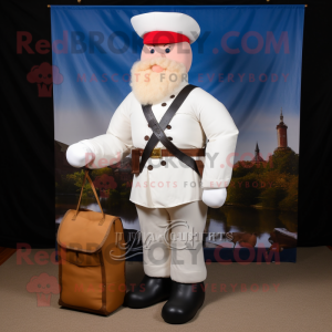 White Civil War Soldier mascot costume character dressed with a Polo Shirt and Wallets