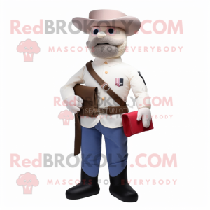 White Civil War Soldier mascot costume character dressed with a Polo Shirt and Wallets