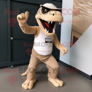 Beige Allosaurus maskot...