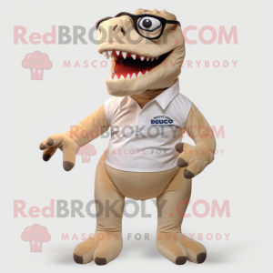 Beige Allosaurus maskot...