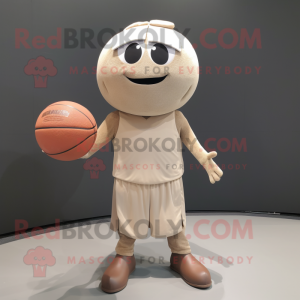 Beige Basketball Ball mascot costume character dressed with a Chinos and Shawls