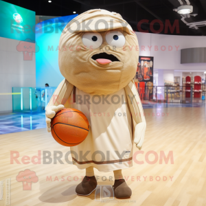 Beige Basketball Ball mascot costume character dressed with a Chinos and Shawls