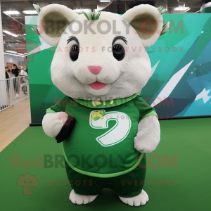 Forest Green Hamster mascot costume character dressed with a T-Shirt and Earrings