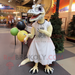 Hvid Utahraptor maskot...