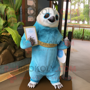 Sky Blue Sloth mascotte...