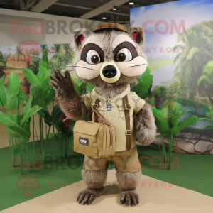 Beige Raccoon maskot kostym...