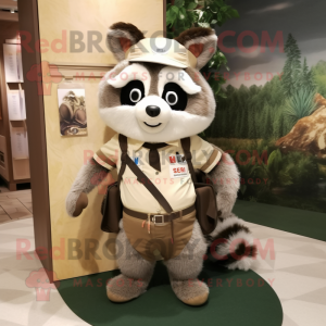 Beige Raccoon maskot kostym...