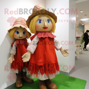 nan Scarecrow mascot costume character dressed with a Shift Dress and Shawls