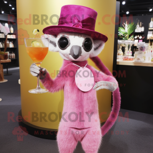 Rosa lemur maskot drakt...