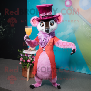 Pink Lemur mascotte kostuum...