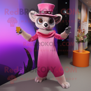 Pink Lemur mascotte kostuum...