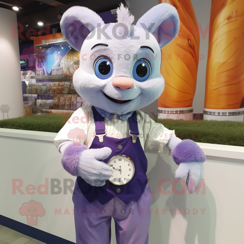 Lavender Bracelet mascot costume character dressed with a Waistcoat and Bracelet watches