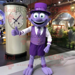 Lavender Bracelet mascot costume character dressed with a Waistcoat and Bracelet watches