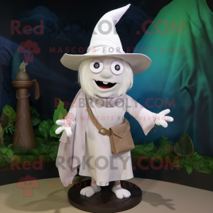 White Witch'S Hat mascot costume character dressed with a Cargo Shorts and Scarf clips