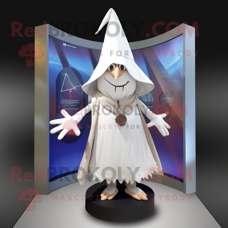 White Witch'S Hat mascot costume character dressed with a Cargo Shorts and Scarf clips
