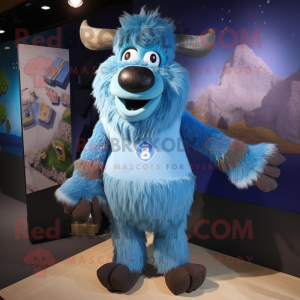 Blue Buffalo mascot costume character dressed with a Playsuit and Earrings