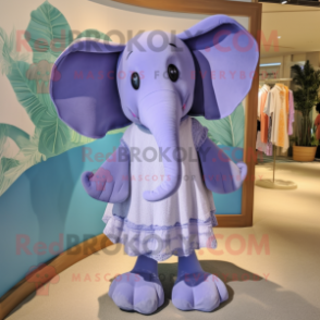 Lavender Elephant mascot costume character dressed with a One-Piece Swimsuit and Scarf clips