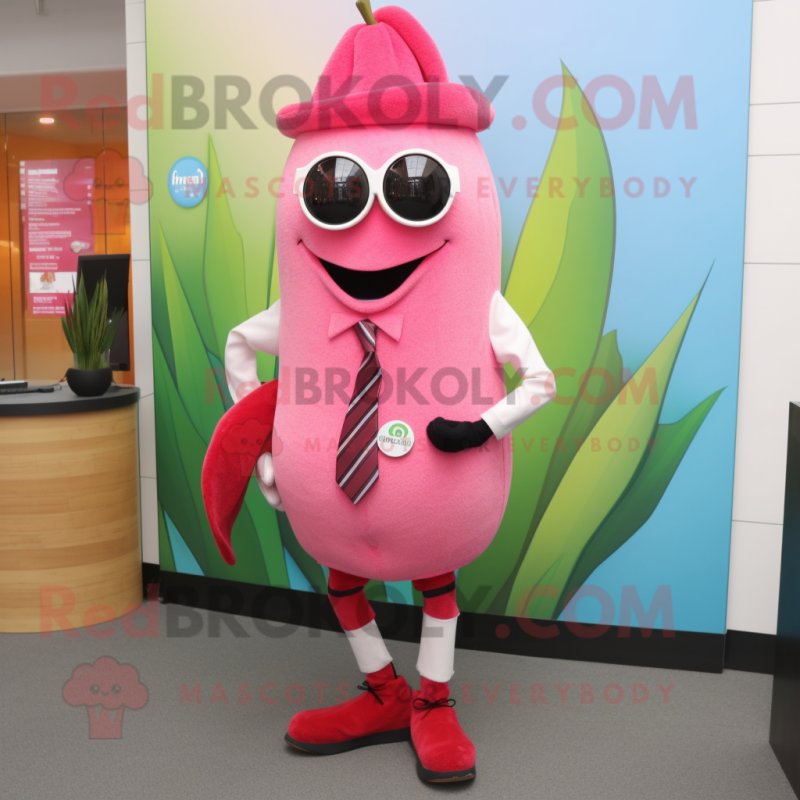 Pink Pepper mascot costume character dressed with a Vest and Ties Pink Pepper mascot costume character dressed with a Vest and Ties