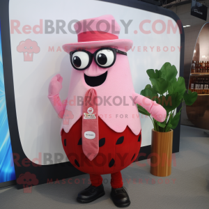 Pink Pepper mascot costume character dressed with a Vest and Ties