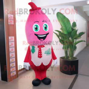 Pink Pepper mascot costume character dressed with a Vest and Ties