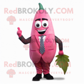 Pink Pepper mascot costume character dressed with a Vest and Ties