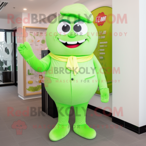 Lime Green Dim Sum mascot costume character dressed with a Trousers and Cufflinks