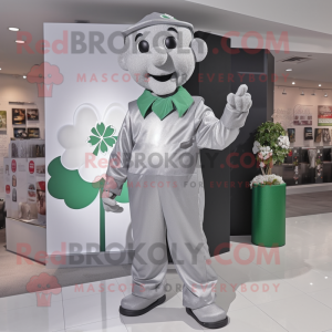 Sølv firkløver maskot drakt...