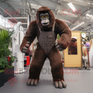 Brun Gorilla maskot kostym...