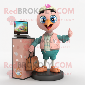 Peach Peacock maskot kostym...