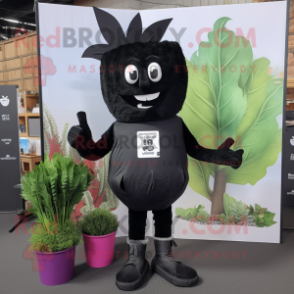 Black Beet mascot costume character dressed with a Skinny Jeans and Cufflinks