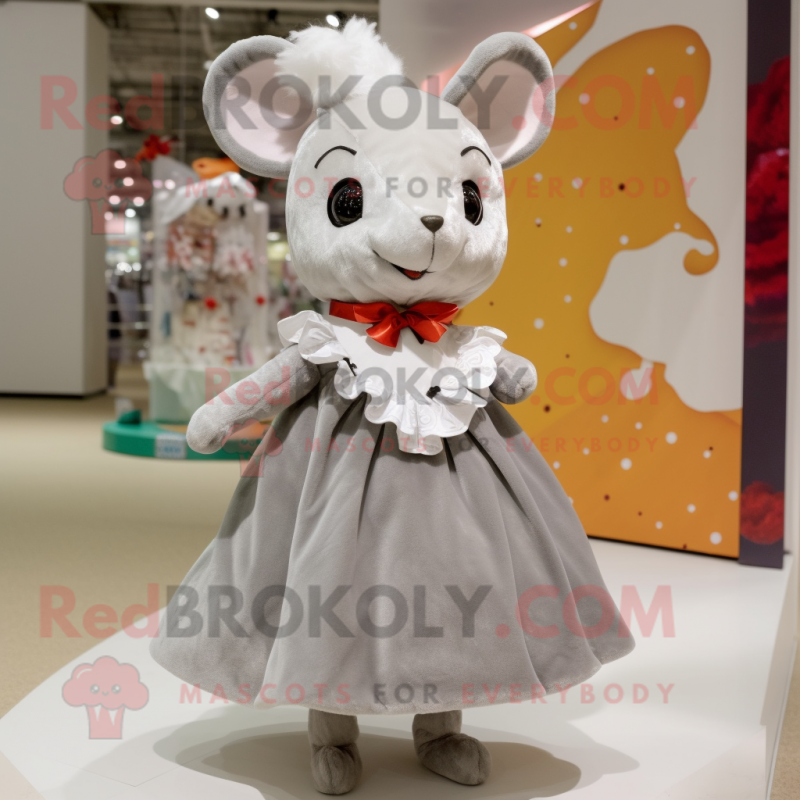 Gray Ermine mascot costume character dressed with a Dress and Cummerbunds Gray Ermine mascot costume character dressed with a Dress and Cummerbunds