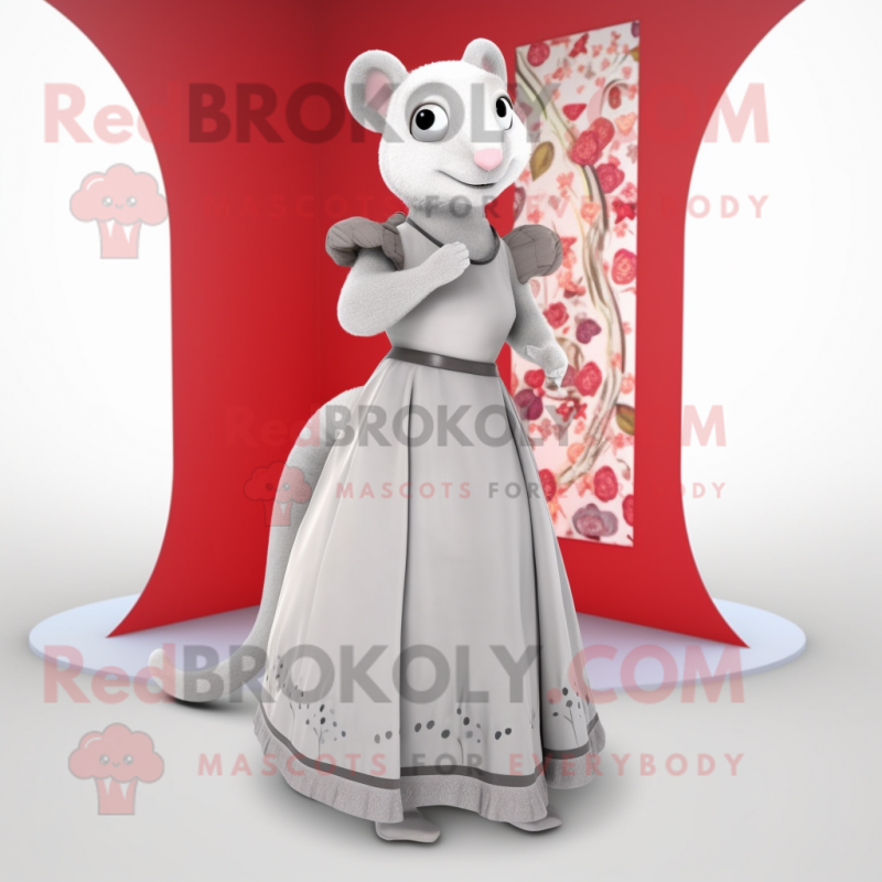 Gray Ermine mascot costume character dressed with a Dress and Cummerbunds Gray Ermine mascot costume character dressed with a Dress and Cummerbunds