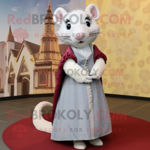 Gray Ermine mascot costume character dressed with a Dress and Cummerbunds