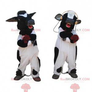 2 mascotes vacas gigantes pretas e brancas - Redbrokoly.com