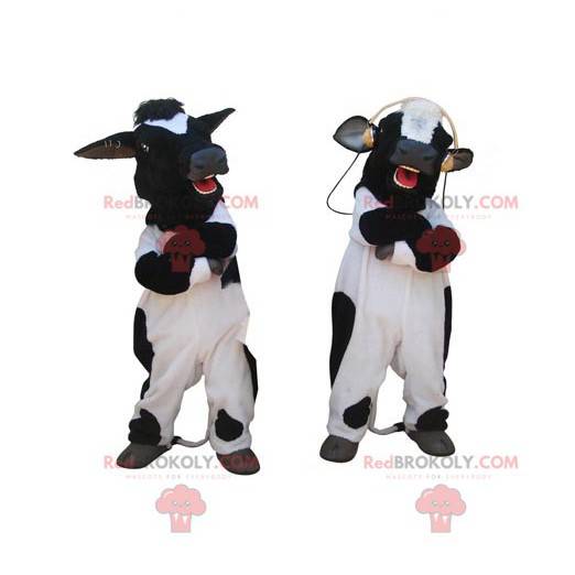 2 giant black and white cow mascots - Redbrokoly.com