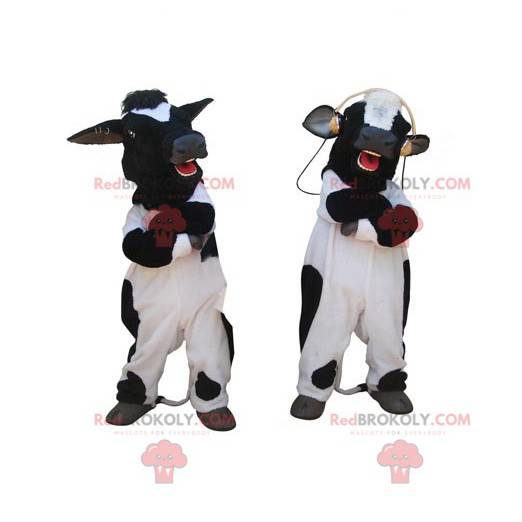 2 mascotte giganti della mucca in bianco e nero - Redbrokoly.com