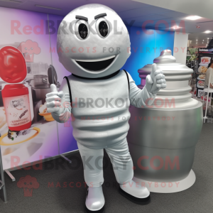 Silver Ice Cream mascot costume character dressed with a Turtleneck and Briefcases