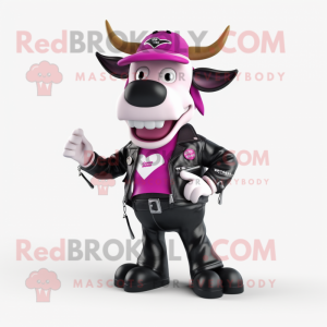 Magenta Holstein Cow maskot...