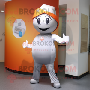 Silver Apricot mascot costume character dressed with a Trousers and Caps