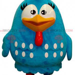 Grote gigantische blauwe en witte vogel mascotte -