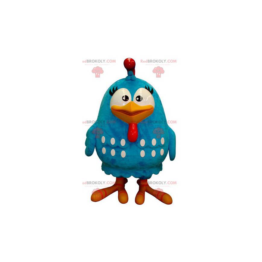 Mascotte de gros oiseau bleu et blanc géant - Redbrokoly.com