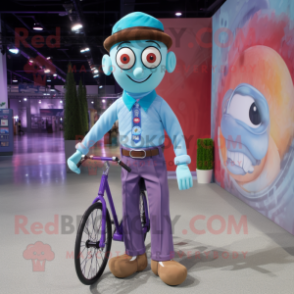 nan Unicyclist mascot costume character dressed with a Button-Up Shirt and Suspenders