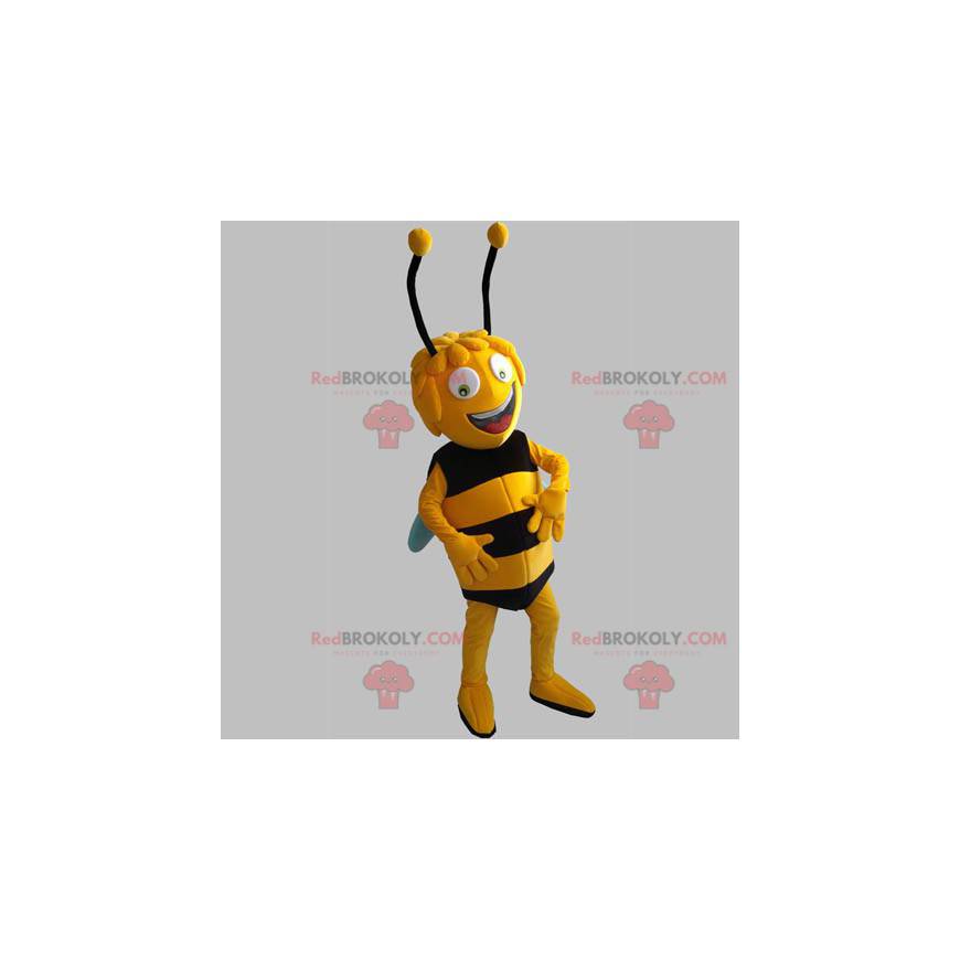 Maya das Bienenmaskottchen. Gelbe und schwarze Biene -