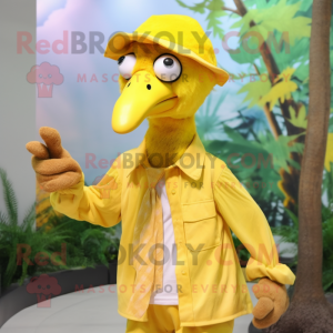 Gul Dodo Bird maskot kostym...