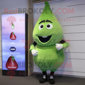 Olive Pear mascot costume character dressed with a Rash Guard and Digital watches
