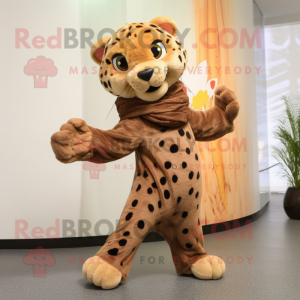 Brun Cheetah maskot kostume...