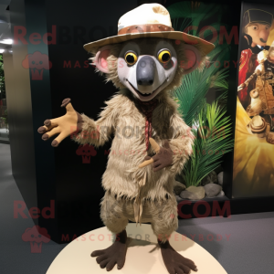 Tan Aye-Aye mascot costume character dressed with a Trousers and Hats